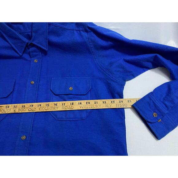 Vintage Lands End Thick Cotton Work Button Down Blue Shirt Long Men's XL USA - Picture 3 of 8